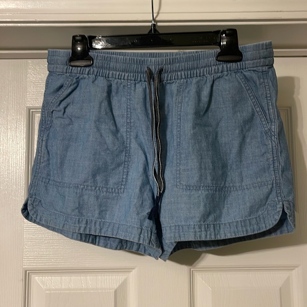 J Crew - pull on elastic waist shorts - blue - size S